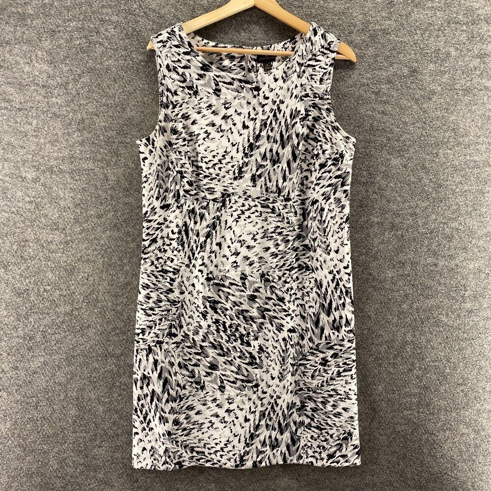 Worthington Dress Women L Large White Geometric Shift Midi Zipper Sleeveless